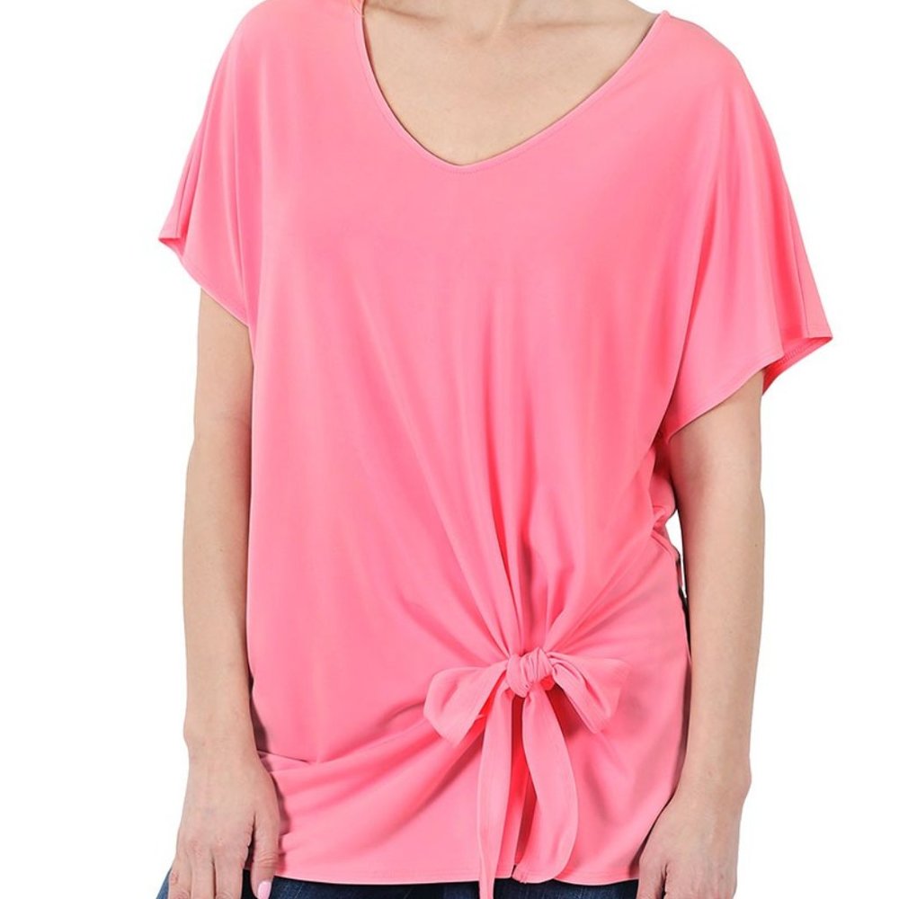 💕ITY FRONT TIE TOP - BRIGHT PINK💕